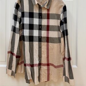 Burberry Men's Plaid Shirt - Black, White, Red, Tan